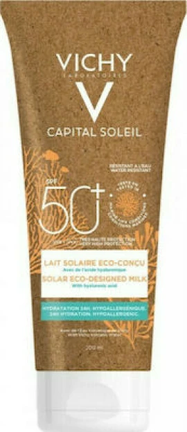 Vichy Capital Soleil Eco Milk SPF50, Αντηλιακό Γαλάκτωμα με υαλουρονικό οξύ 200ml
