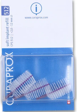 Curaprox Soft Implant Refill CPS512 Ανταλλακτικά για Μεσοδόντια Βουρτσάκια σε χρώμα Μωβ 3τμχ