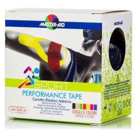 Master Aid Sport Performance Tape, Μαύρο Ελαστικό Αυτοκόλλητο Επίθεμα 5cm x 5