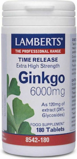 Lamberts Ginkgo Biloba Extract 6000mg 180 ταμπλέτες