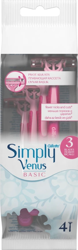 Gillette Simply Venus Basic 3 Blades Ξυραφάκια Μιας Χρήσης 4τμχ
