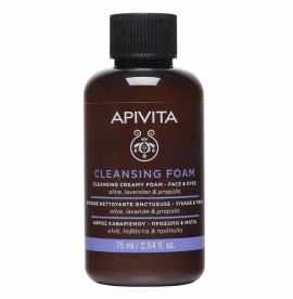 Apivita Mini Cleansing Foam, Αφρός Καθαρισμού Πρόσωπο & Μάτια Ελιά-Λεβάντα 75ml