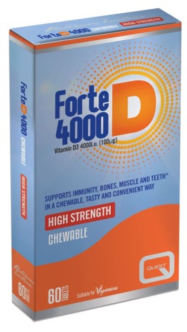 Quest Forte D 4000 iu Συμπλήρωμα Διατροφής Υψηλής Περιεκτικότητας Βιταμίνης D3, 60 tabs