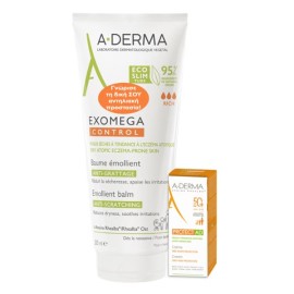 A-Derma Promo Exomega Control BaumeEmollient Anti-Scratching,Μαλακτικό Βάλσαμο κατά του Κνησμού 200ml & Δώρο Protect AD Cream SPF50+, 5ml