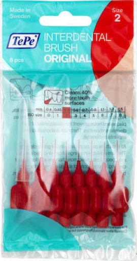 Tepe International Red Brush Size 2 , Μεσοδόντια Βουρτσάκια Καθαρισμού Size 2, σε χρώμα Κόκκινο 0.5mm 8 τμχ