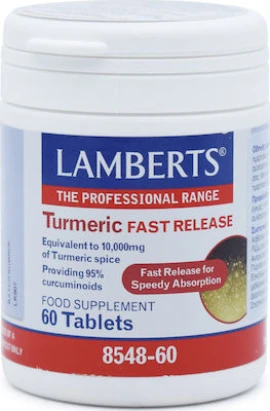 Lamberts Turmeric Fast Release, Συμπλήρωμα Διατροφής με Κουρκουμά 60tabs