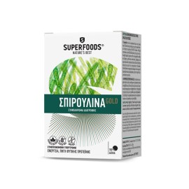 Superfoods Spirulina Gold, Συμπλήρωμα Διατροφής με Σπιρουλίνα για Ενέργεια, Αντοχή & Αίσθημα Κορεσμού, 180 veg. caps