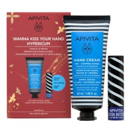 Apivita Promo Wanna Kiss Your Hand Hypericum Κρέμα Χεριών για Ξηρά Σκασμένα Χέρια 50ml & Lip Care Ενυδατικό Χειλιών Cocoa Butter 4.4g