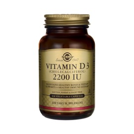 Solgar Vitamin D3 2200IU (55μg) Συμπλήρωμα Διατροφής Βιταμίνης D3 με Πολλαπλά Οφέλη για τον Οργανισμό, Ιδανικό για την Υγεία των Οστών & των Αρθρώσεων, 100veg.caps