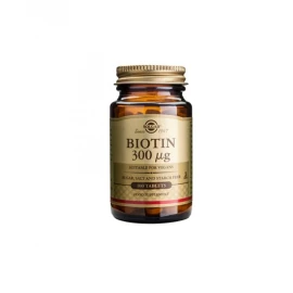 Solgar Biotin 300μg, Συμπλήρωμα Διατροφής με Βιοτίνη που Συμβάλλει στην Καλή Υγεία των Μαλλιών & του Δέρματος 100tabs