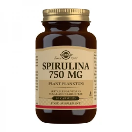 Solgar Spirulina 750mg, Συμπλήρωμα Διατροφής Σπιρουλίνα Πηγή Πρωτεΐνης για Φυτοφάγους για Τόνωση του Οργανισμού & Έλεγχο του Βάρους, 80tabs