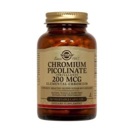 Solgar Chromium Picolinate 200μg, Συμπλήρωμα Διατροφής από Πικολινικό Χρώμιο για Έλεγχο του Σακχάρου στο Αίμα, 90sveg.caps