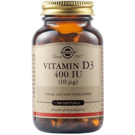 Solgar Vitamin D3 400 IU (10μg) Συμπλήρωμα Διατροφής Βιταμίνης D3 με Πολλαπλά Οφέλη για τον Οργανισμό, Ιδανικό για την Υγεία των Οστών & των Αρθρώσεων, 100softgels