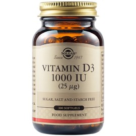 Solgar Vitamin D3 1000 IU (25μg) Συμπλήρωμα Διατροφής Βιταμίνης D3 με Πολλαπλά Οφέλη για τον Οργανισμό, Ιδανικό για την Υγεία των Οστών & των Αρθρώσεων, 100softgels