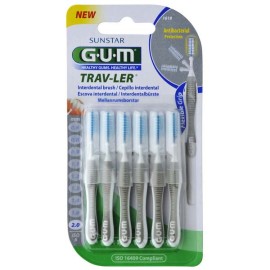 Gum Trav-Ler 2.0mm, Μεσοδόντια Βουρτσάκια Γκρι 6 Τεμάχια