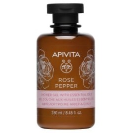 Apivita Rose Pepper Shower Gel with Essential Oils, Aφρόλουτρο με Aιθέρια Έλαια,Τριαντάφυλλο & Μαύρο Πιπέρι 250ml