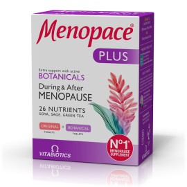 Vitabiotics Menopace Plus, Συμπλήρωμα διατροφής για γυναίκες που υποφέρουν σε μεγάλο βαθμό από τα συμπτώματα της εμμηνόπαυσης. 56 ταμπλέτες