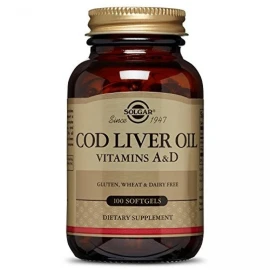 Solgar Cod Liver Oil, Μουρουνέλαιο Εξαιρετικής Πηγής Εμπλουτισμένο Με Βιταμίνες Α Και D, 100softgels