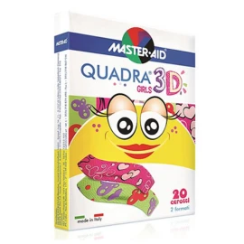 Master Aid Quadra 3D Girls, Χρωματιστό Αυτοκόλλητο Επίθεμα με Τρισδιάστατα Σχέδια 20τμχ