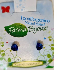Farma Bijoux Earrings Hypoallergenic Cuore Montana Blue 5mm Σκουλαρίκια Υποαλλεργικά Καρδιά με Κρύσταλλο Swarovski 1ζεύγος