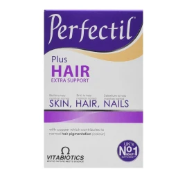 Vitabiotics Perfectil Plus Hair Extra Support for Healthy Skin, Hair and Nails, Συμπλήρωμα Διατροφής με Τριπλή Δράση σε Δέρμα, Μαλλιά και Νύχια με Ενισχυμένη Φόρμουλα για την Καλή Υγεία των Μαλλιών, 60 κάψουλες