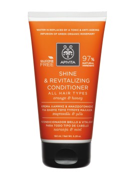 Apivita Shine & Revitalizing Conditioner wih Orange & Honey, Κρέμα Λάμψης & Αναζωογόνησης για Όλους τους Τύπους Μαλλιών με Πορτοκάλι & Μέλι 150ml