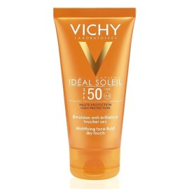 Vichy Ideal Soleil Mattifying Face Fluid Dry Touch SPF50,  Αντηλιακή Κρέμα Προσώπου με λεπτόρρευστη υφή & Ματ αποτέλεσμα, για Μικτές , Λιπαρές & Ευαίσθητες επιδερμίδες, 50ml