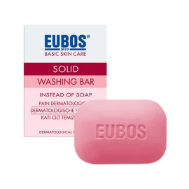 EUBOS Solid Washing Bar, Πλάκα Καθαρισμού Αντί Σαπουνιού σε χρώμα Κόκκινο 125gr