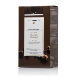 Korres Argan Oil Advanced Colorant Νο 4.77 Dark Chocolate, Bαφή Μαλλιών - 4.77 - Σκούρο Σοκολατί (Κρέμα βαφή 50ml + Γαλάκτωμα ενεργοποίησης 75ml + Κρέμα μαλλιών 20ml)