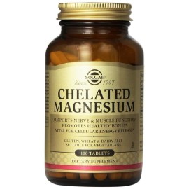 Solgar Chelated Magnesium, Συμπλήρωμα διατροφής με Υψηλής Ισχύος Χηλικό Μαγνήσιο 100tabs