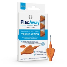 Plac Away Triple Action Brushes, Μεσοδόντια Βουρτσάκια 0.45mm ISO 1, Πορτοκαλί 6τμχ