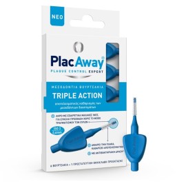 Plac Away Triple Action Brushes, Μεσοδόντια Βουρτσάκια 0.6mm ISO 3, Μπλε 6τμχ