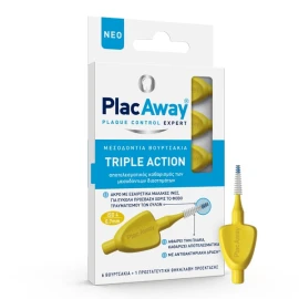 Plac Away Triple Action Brushes, Μεσοδόντια Βουρτσάκια 0.7mm ISO 4, Κίτρινα 6τμχ