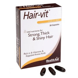 Health Aid, Hair-vit, Συμπλλήρωμα Διατροφής Για Δυνατά, Υγιή και Όμορφα Μαλλιά, 30Caps