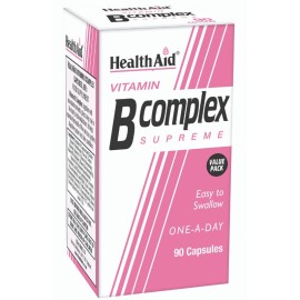 Health Aid Vitamin Β Complex Supreme, Συμπλήρωμα Για Μεταβολισμό, Νευρικό & Ανοσοποιητικό Σύστημα 90caps