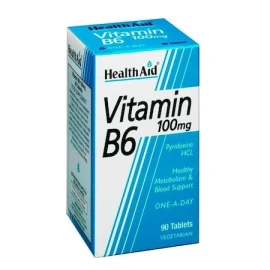 Health Aid Vitamin Β12 100mg, Συμπλήρωμα για γυναίκες με ορμονική ανισορροπία, για ηλικιωμένους , όσους ακολουθούν πρωτεϊνικές δίαιτες & αθλητές που λαμβάνουν μεγάλη ποσότητα πρωτεϊνικών σκευασμάτων,  90tabs