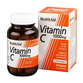 Health Aid Vitamin C 1000mg Συμπλήρωμα Διατροφής για Τόνωση, Ενίσχυση Ανοσοποιητικού Συστήματος, 30chew.tabs