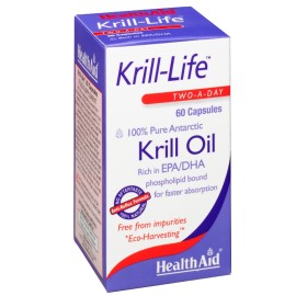 Health Aid Krill-life 500mg, Έλαιο Krill Ανταρκτικής για την καλή λειτουργία της καρδιάς, του εγκεφάλου, των ματιών & των αρθρώσεων 60caps