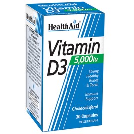 Health Aid Vitamin D3 5000iu 30 caps, Συμπλήρωμα Διατροφής Για Το Ανοσοποιητικό, Τα Οστά & Τα Δόντια