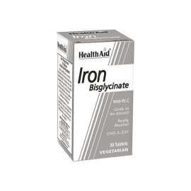 Health Aid Iron Bisglycinate with Vit C, Συμπλήρωμα Διατροφής Σιδήρου με Βιταμίνη C 30 ταμπλέτες