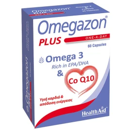 Health Aid Omegazon Plus Omega 3 & Co Q10,Συμπλήρωμα Διατροφής για Υγιή Καρδιά & Απελευθέρωση Ενέργειας 60caps