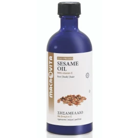 Macrovita Sesame Oil, Σησαμέλαιο Εμπλουτισμένο με βιταμίνες E, C & F Ιδανικό για Αποτοξινωτικό Μασάζ 100ml 