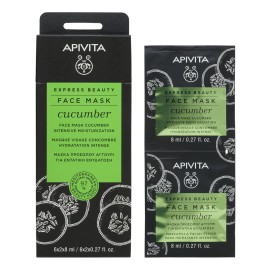 Apivita Express Beauty Face Mask Cucumber, Μάσκα Προσώπου για Εντατική Ενυδάτωση με Αγγούρι 2x8ml