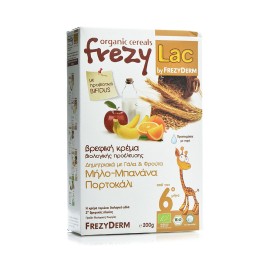 Frezylac Bio Cereal, Δημητριακά με Γάλα &Μήλο,Μπανάνα,Πορτοκάλι από τον 6ο Μήνα 200 gr