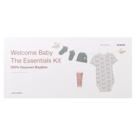 Korres Baby Collection Welcome Baby the Essentials Kit, Σετ με τα απαραίτητα βρεφικά ρουχαλάκια (Καλτσάκια-Σκουφάκι-Φορμάκι-Κρέμα Αλλαγής πάνας 20ml)