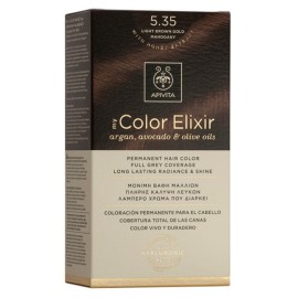 Apivita My Color Elixir 5.35 Light Brown Gold Mahogany, Bαφή Μαλλιών- 5.35 - Kαστανό Ανοιχτό Μελί Μαόνι (Βαφή 50ml & Γαλάκτωμα Ενεργοποίησης 75ml & Κρέμα Μαλλιών 2x15ml)