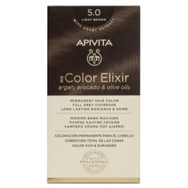 Apivita My Color Elixir 5.0 Light Brown, Bαφή Μαλλιών- 5.0 - Kαστανό Ανοιχτό (Βαφή 50ml & Γαλάκτωμα Ενεργοποίησης 75ml & Κρέμα Μαλλιών 2x15ml)
