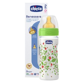 Chicco Well Being Bottle 20622-30, Μπιμπερό Πλαστικό από 2 Μηνών και Άνω με Θηλή Καουτσούκ&Μέτρια Ροή σε Πράσινο Χρώμα 250ml