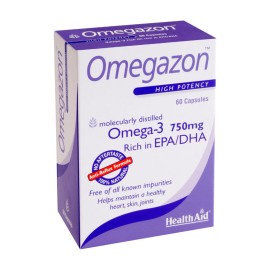 Health Aid Omegazon 750mg, Συμβάλουν στη καλή λειτουργία της καρδιάς του κυκλοφορικού, της χοληστερίνης & τριγλυκεριδίων 60caps