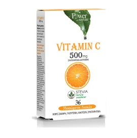 Power Health Vitamin C 500mg, Συμπλήρωμα Διατροφής για Ανοσοποιητικό & Ενέργεια, 36 Μασώμενα Δισκία